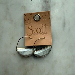 White and Gold Marble Pattern Stone Earrings